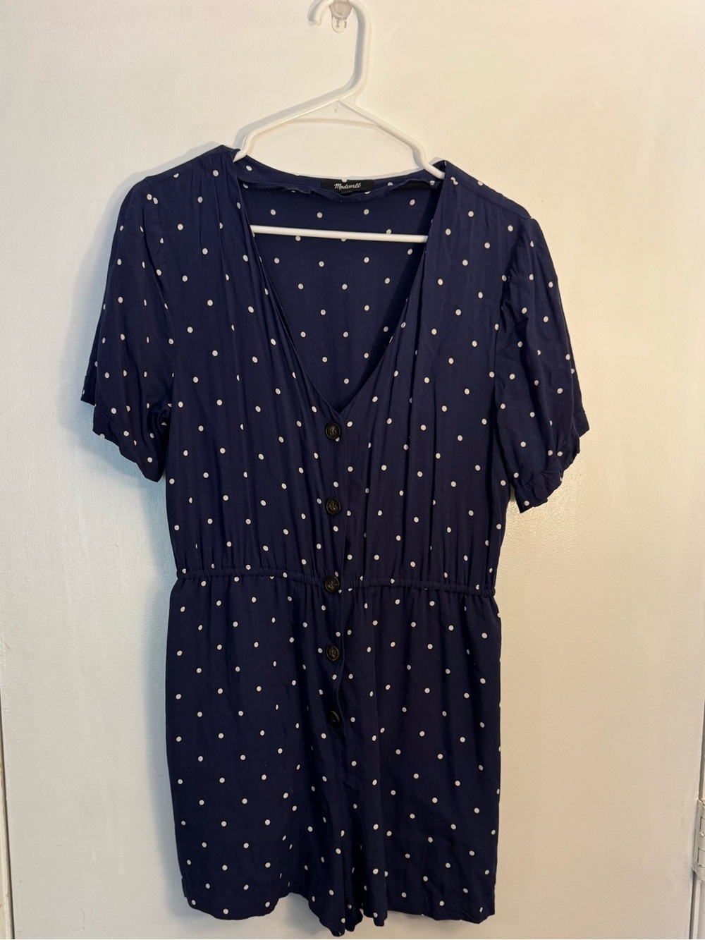 Madewell Navy Blue Polka Dot romper medium cute casual